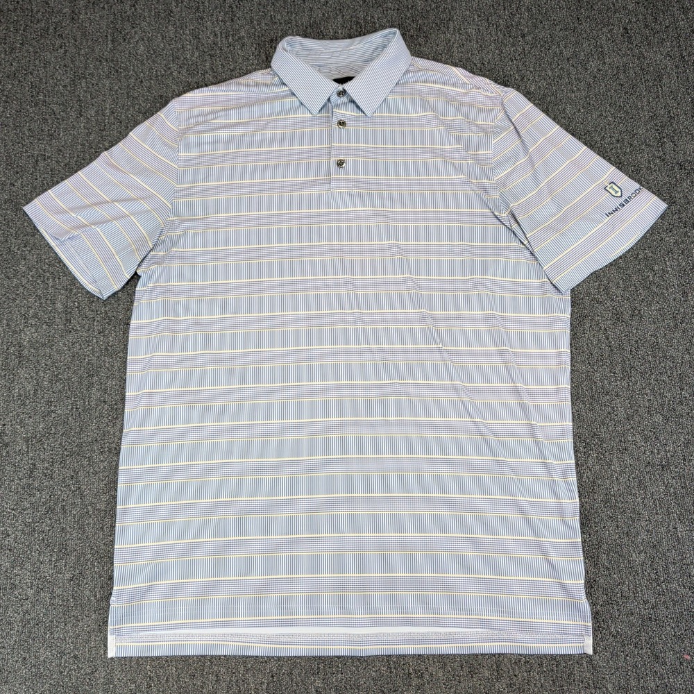 Chase 54 Innisbrook Golf Polo Mens Large Blue Striped Performance Short‎ Sleeve